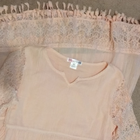 Boutique crochet blush gauze cotton dress NWOT *D1 - Picture 5 of 8